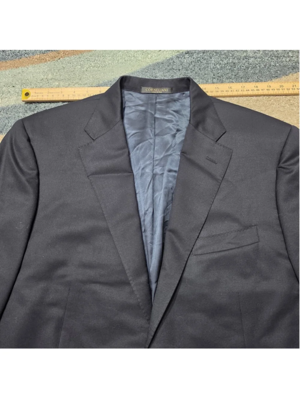 Corneliani Jacket 46L Black 100% Virgin Wool Italy Tailored Mens